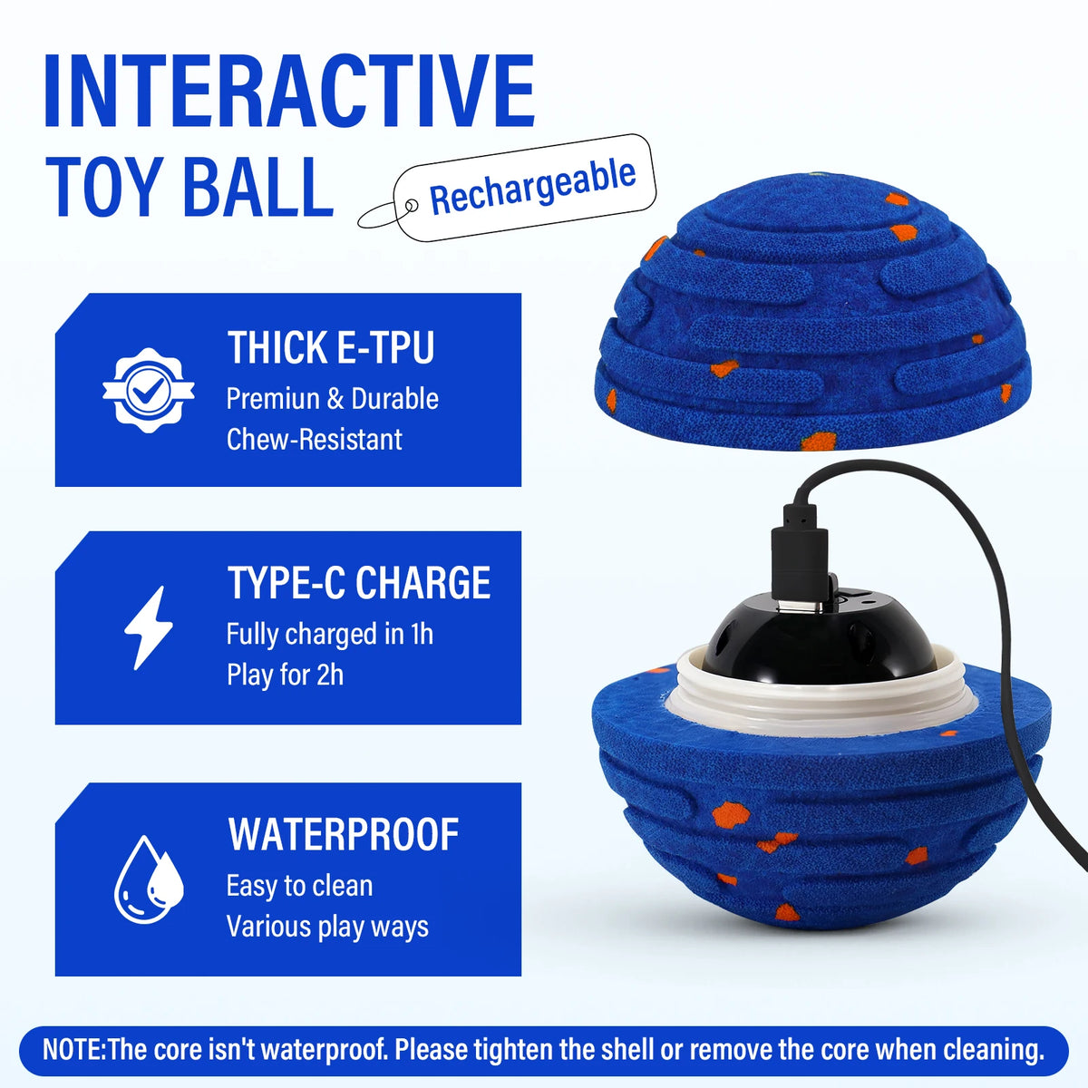 Smart Interactive Dog Toy Indestructible Rechargeable ETPU Automatic Ball