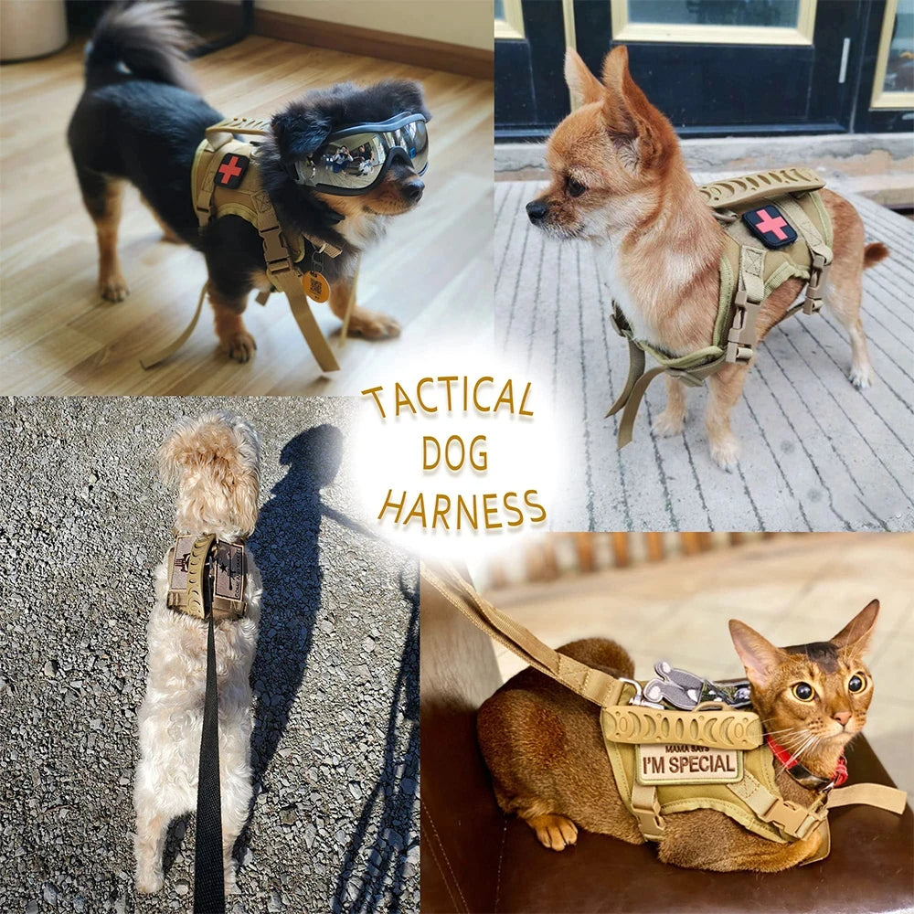 Adjustable Tactical Harness And Leash Set For Small Dogs