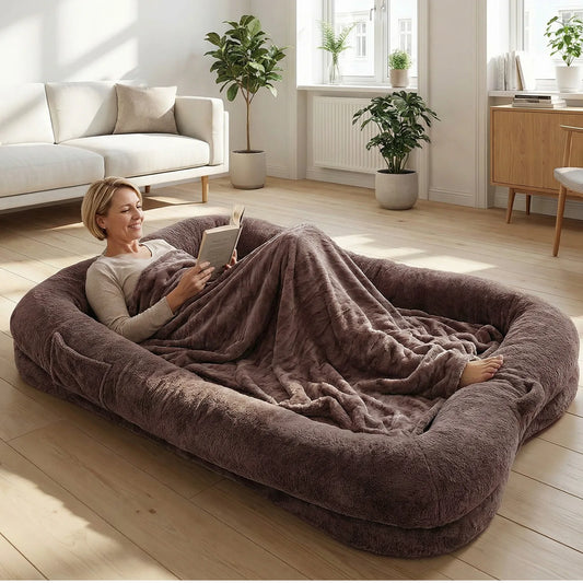 TOPINCN Portable Plush Dog Bed With Washable Blanket And Pocket