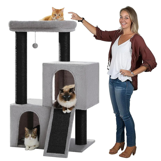 Heavy Duty Double Tier Cat Tree With Sisal Scratching Post