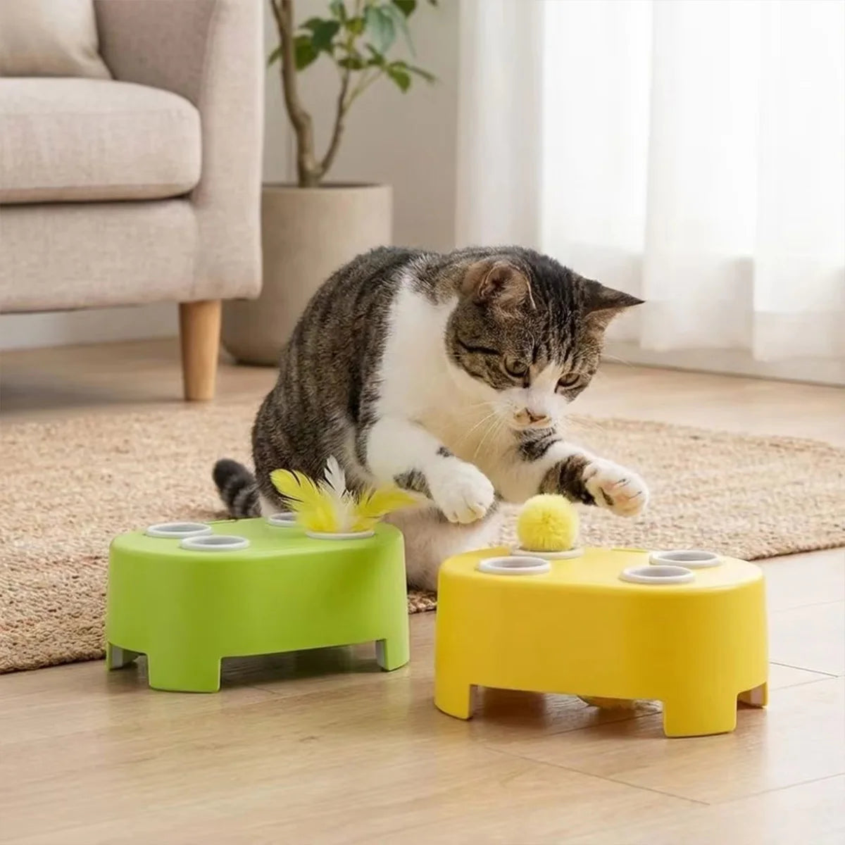 Interactive Cheese House Cat Toy With Scratch And Bite Resistance