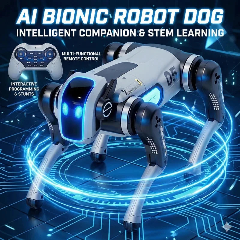 Intelligent AI Bionic Robot Dog Toy Programmable STEM RC Robot Puppy with Voice & Touch Interaction, Stunts, Music & Dance Dog