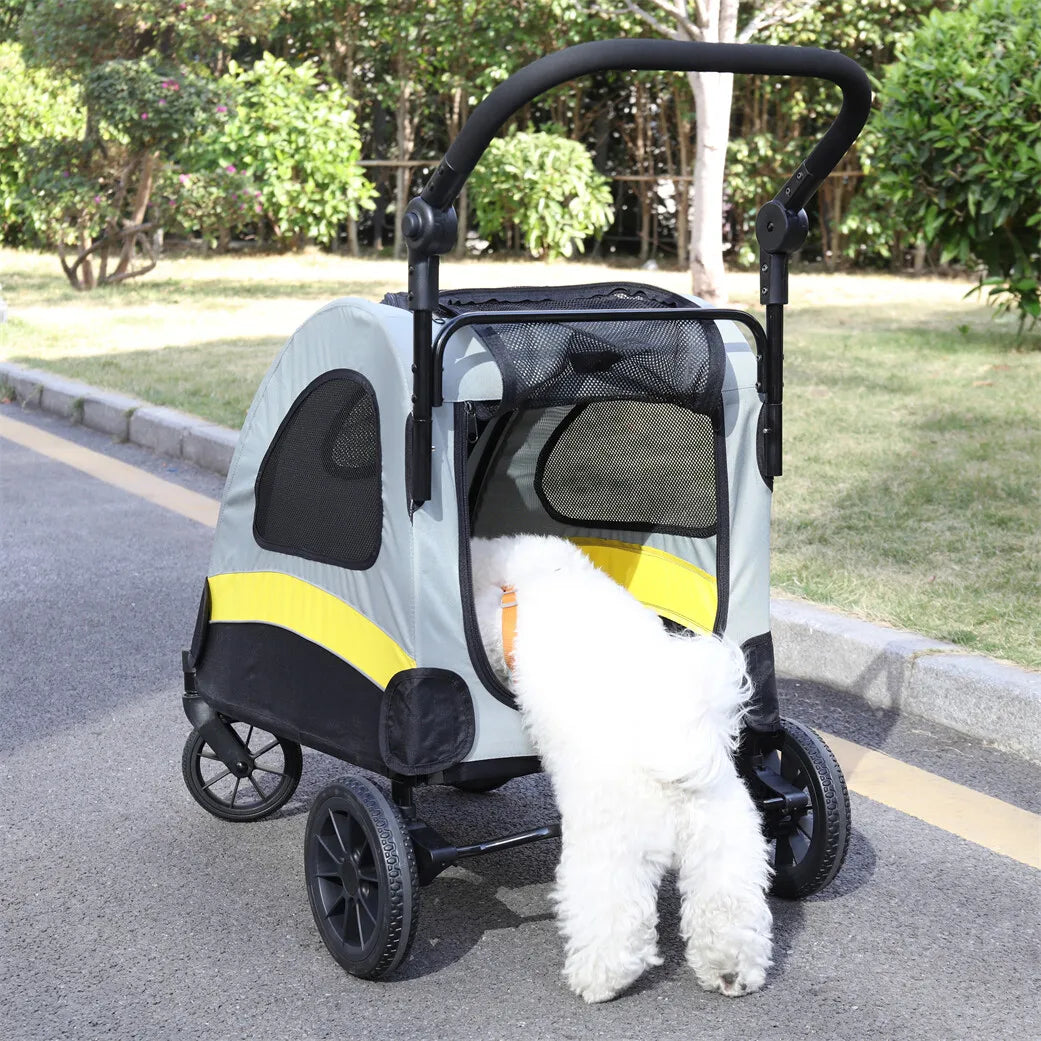 Premium Foldable Dog Stroller With Four Swivel Wheels For Pets