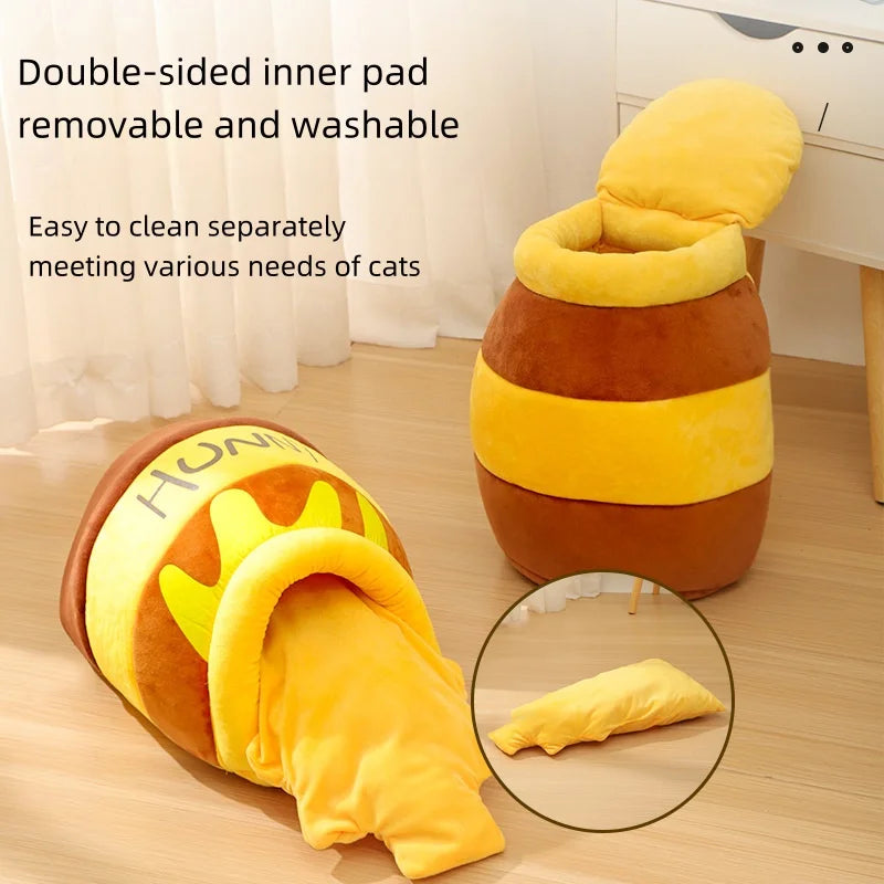 CZBNYX Cozy Honey Jar Cat Bed With Removable Corduroy Cover