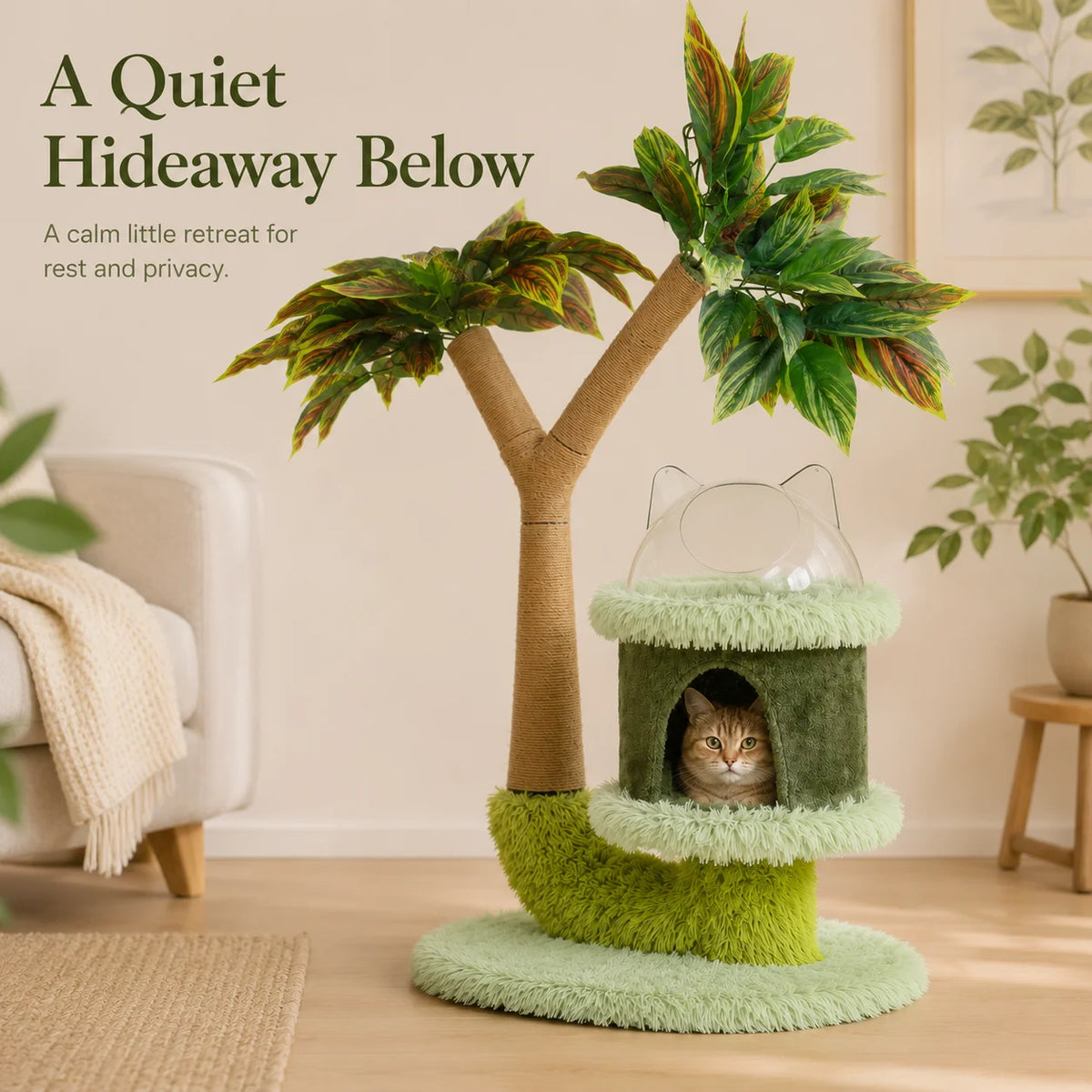 Double Tier Cat Tree With Sisal Rope Scratching Post