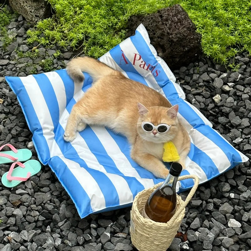 Summer Cooling Pet Bed Mat Breathable Ice Silk Cat Dog Sleeping Cushion Non-slip Pet Cooling Pad for Indoor Floor Pet Sleeping