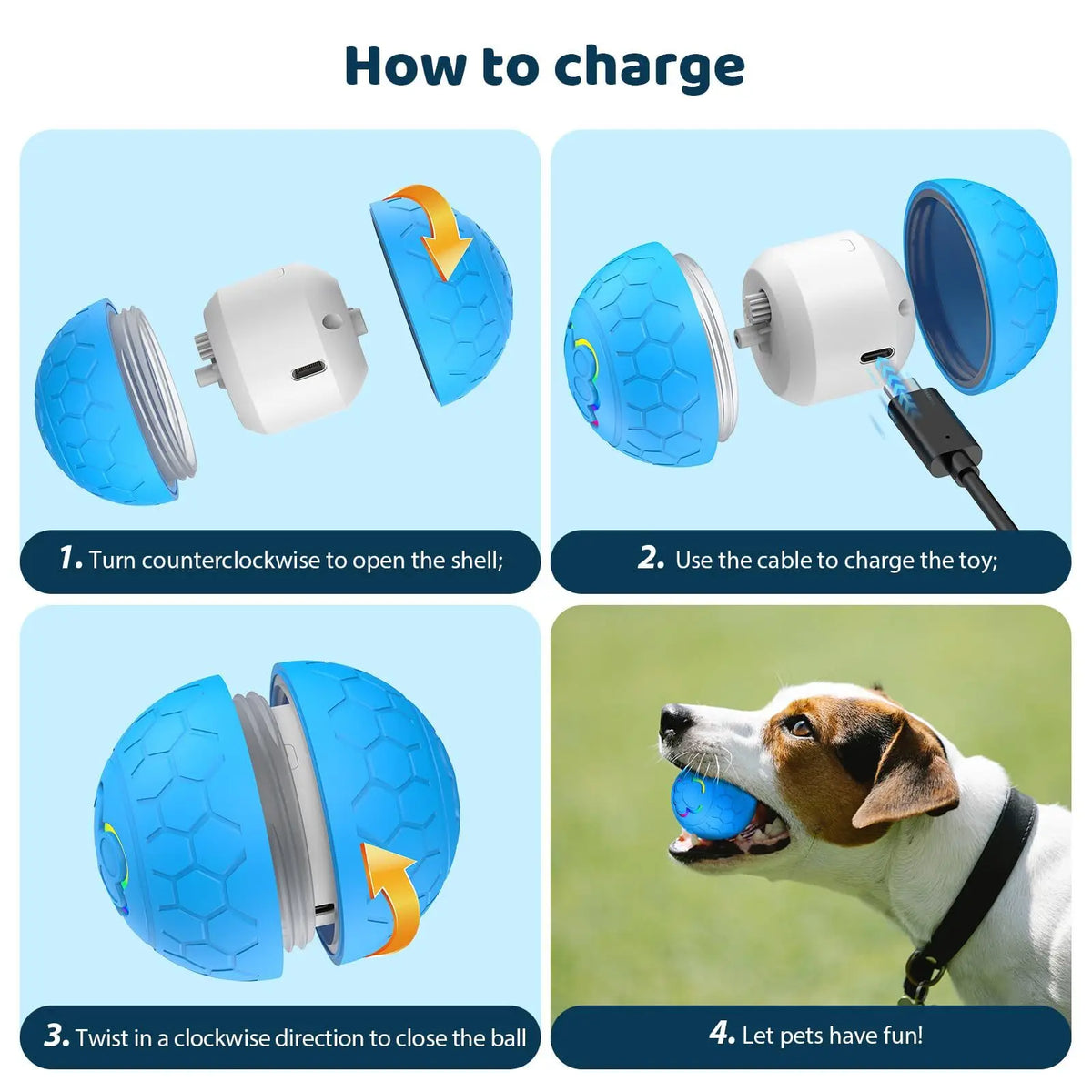 Automatic Rechargeable Interactive Dog Toy Ball With RGB Lights