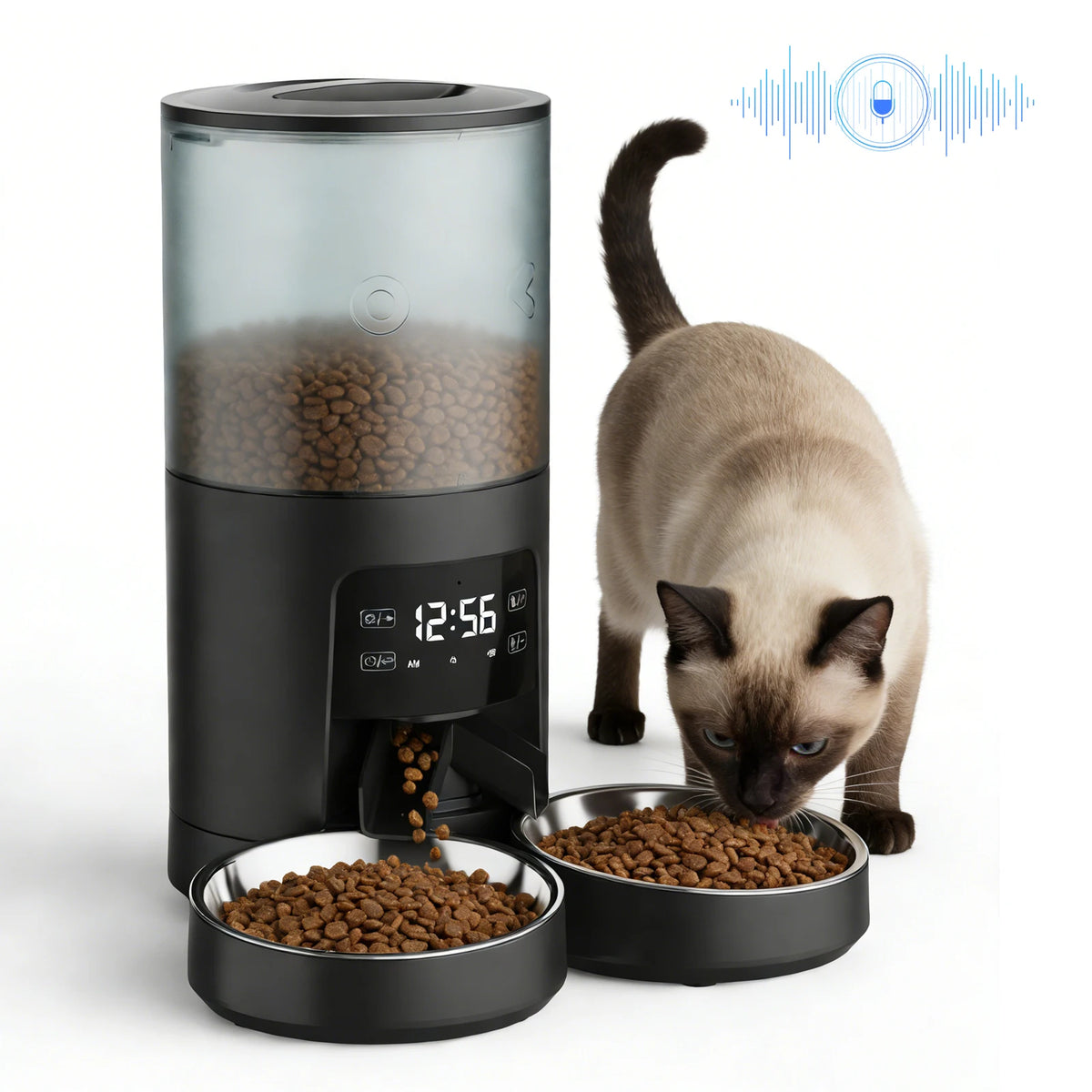Jhk Automatic Cat Feeder Double Stainless Steel Timed Dispenser