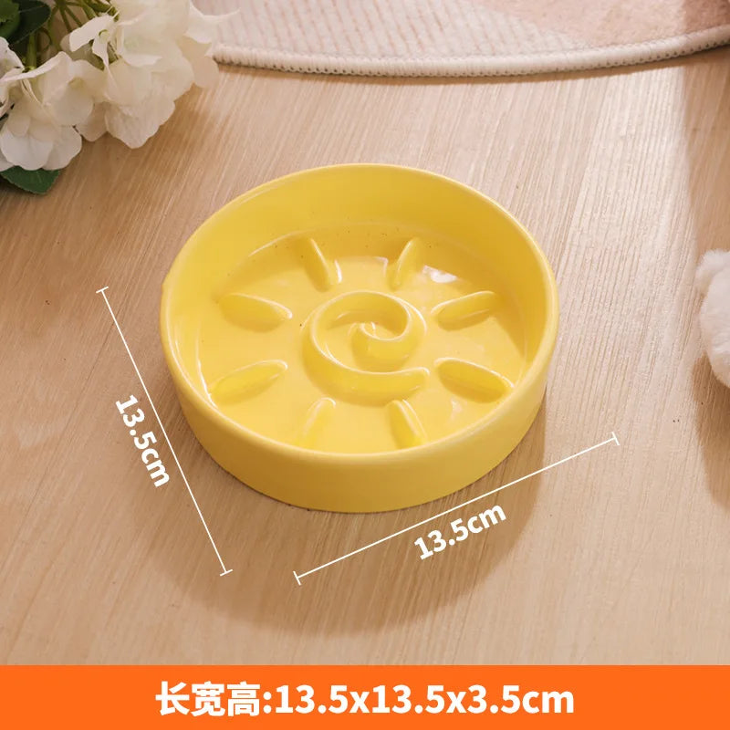 Ceramic Slow Feeder Pet Food Bowl For Cats And Dogs