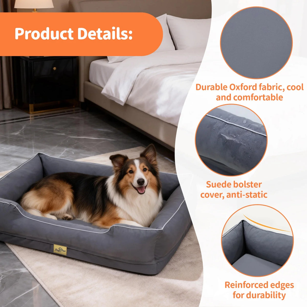 Bingopaw Orthopedic Dog Bed With Removable Washable Cover