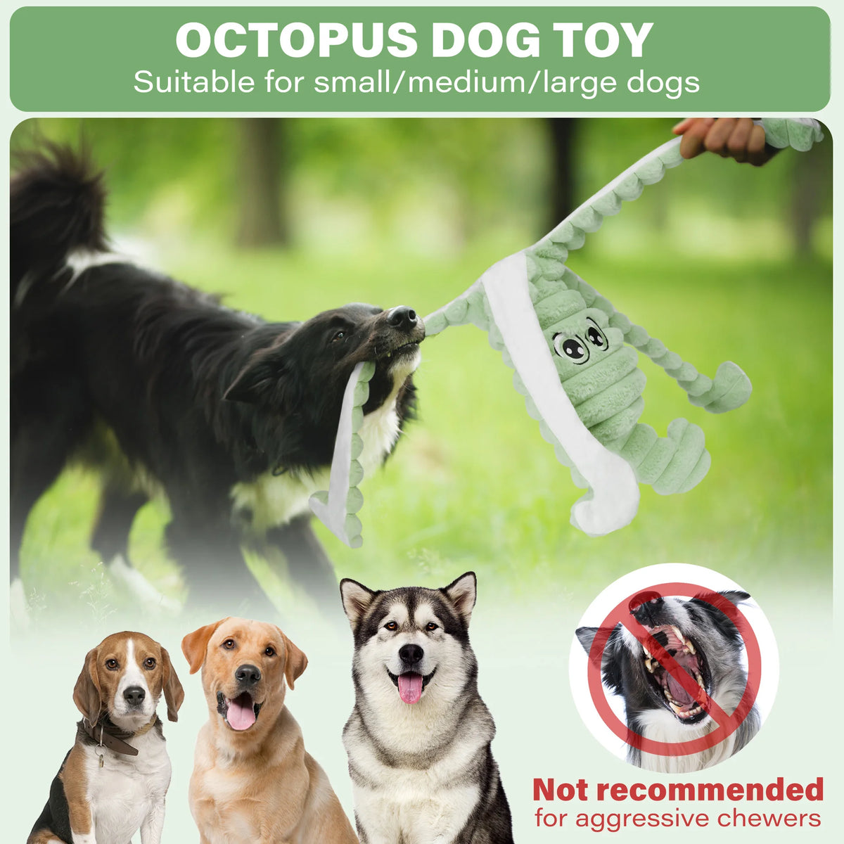Octopus Squeaky Plush Dog Chew Toy For Grinding Teeth