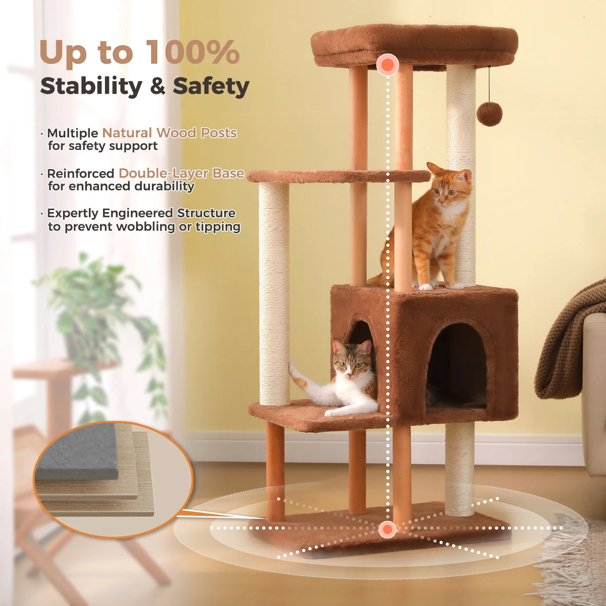 PAWZ Road Multi Tier Cat Tree With Sisal Scratching Posts