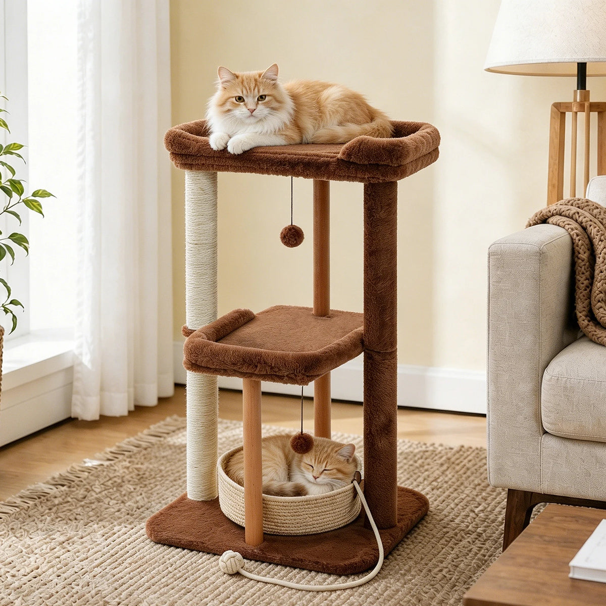 Pawz Road Wood Cat Tower With Sisal Scratching Posts
