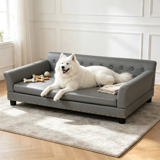 Bingopaw Waterproof Microfiber Leather Dog Sofa With Removable Cushion