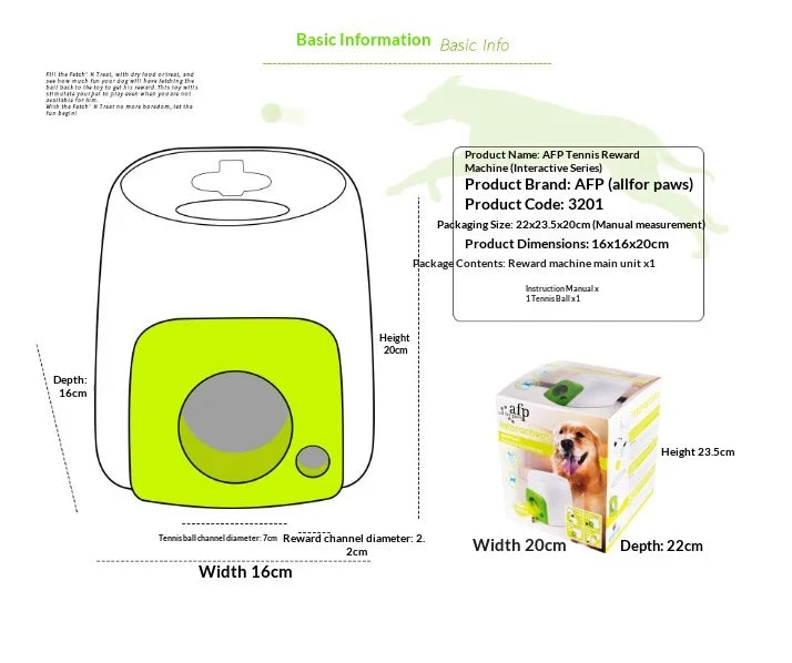 Interactive Smart Automatic Dog Ball Launcher With Food Reward