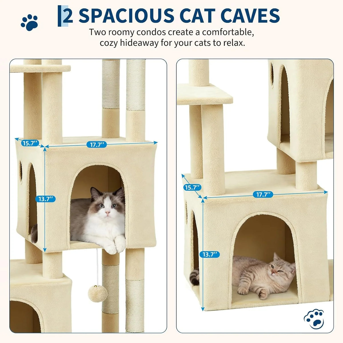 Large Indoor Cat Tree With Scratching Posts And Hanging Toys
