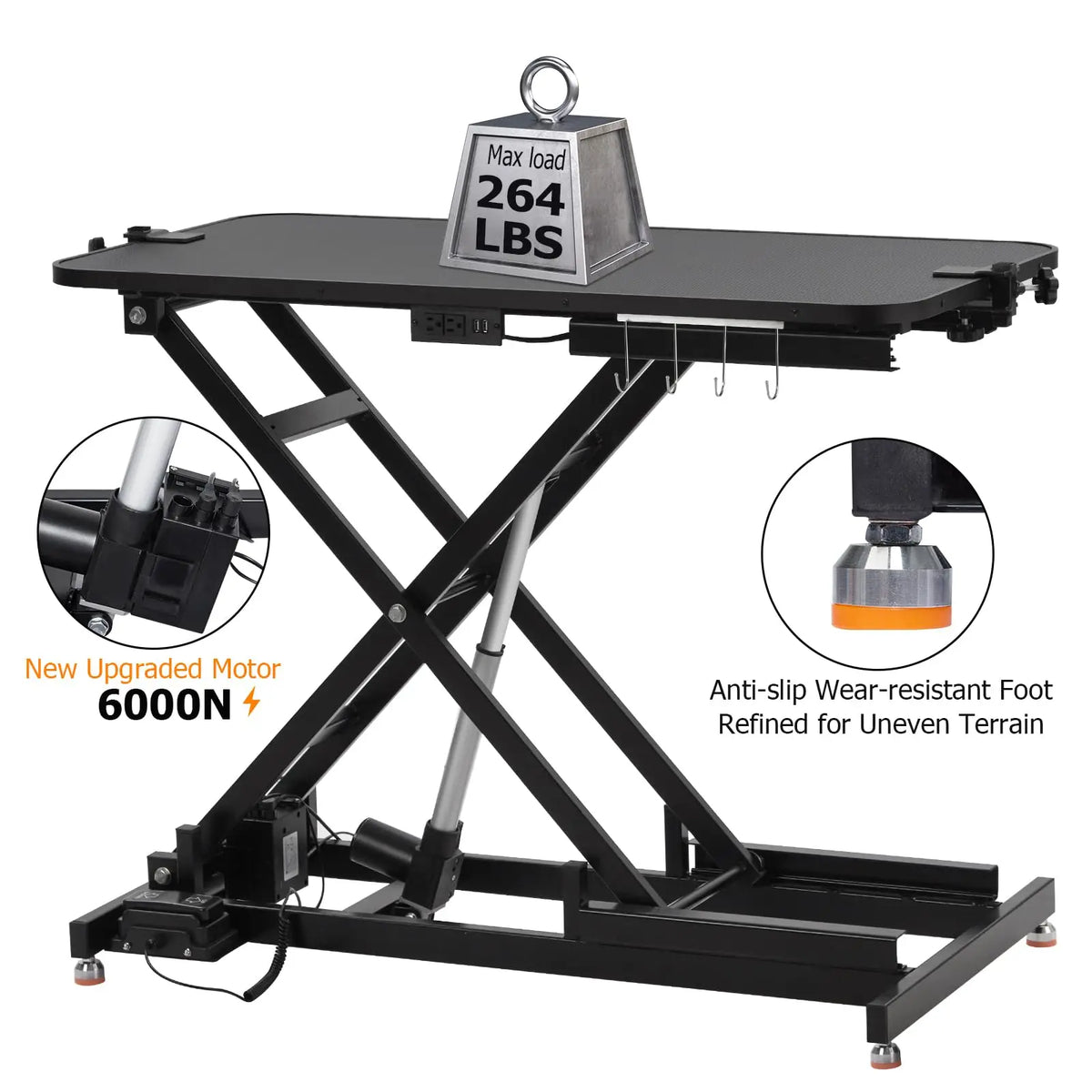 Electric Height Adjustable Dog Grooming Table With Arm And Tool Organizer