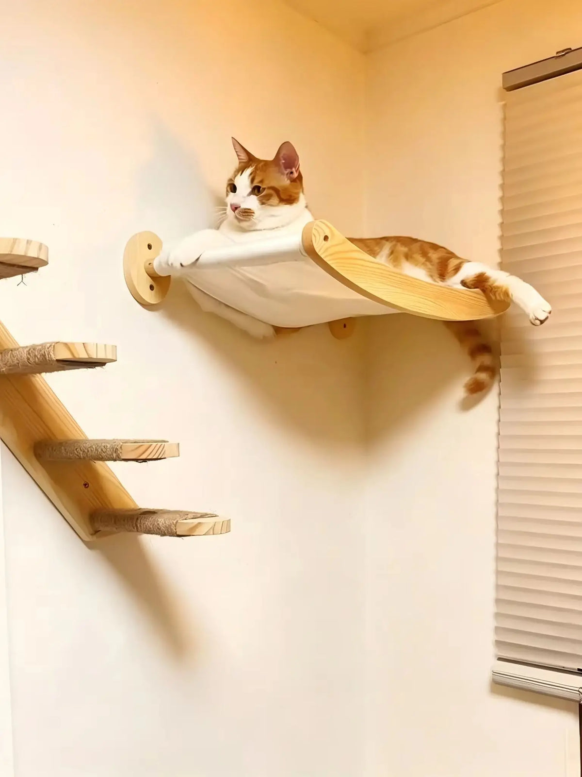 Indoor Wall Mounted Pine Wood Cat Rope Bridge Rack