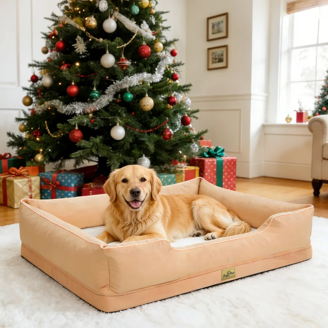 Borwart Orthopedic Dog Bed With Removable Cover And Bolster