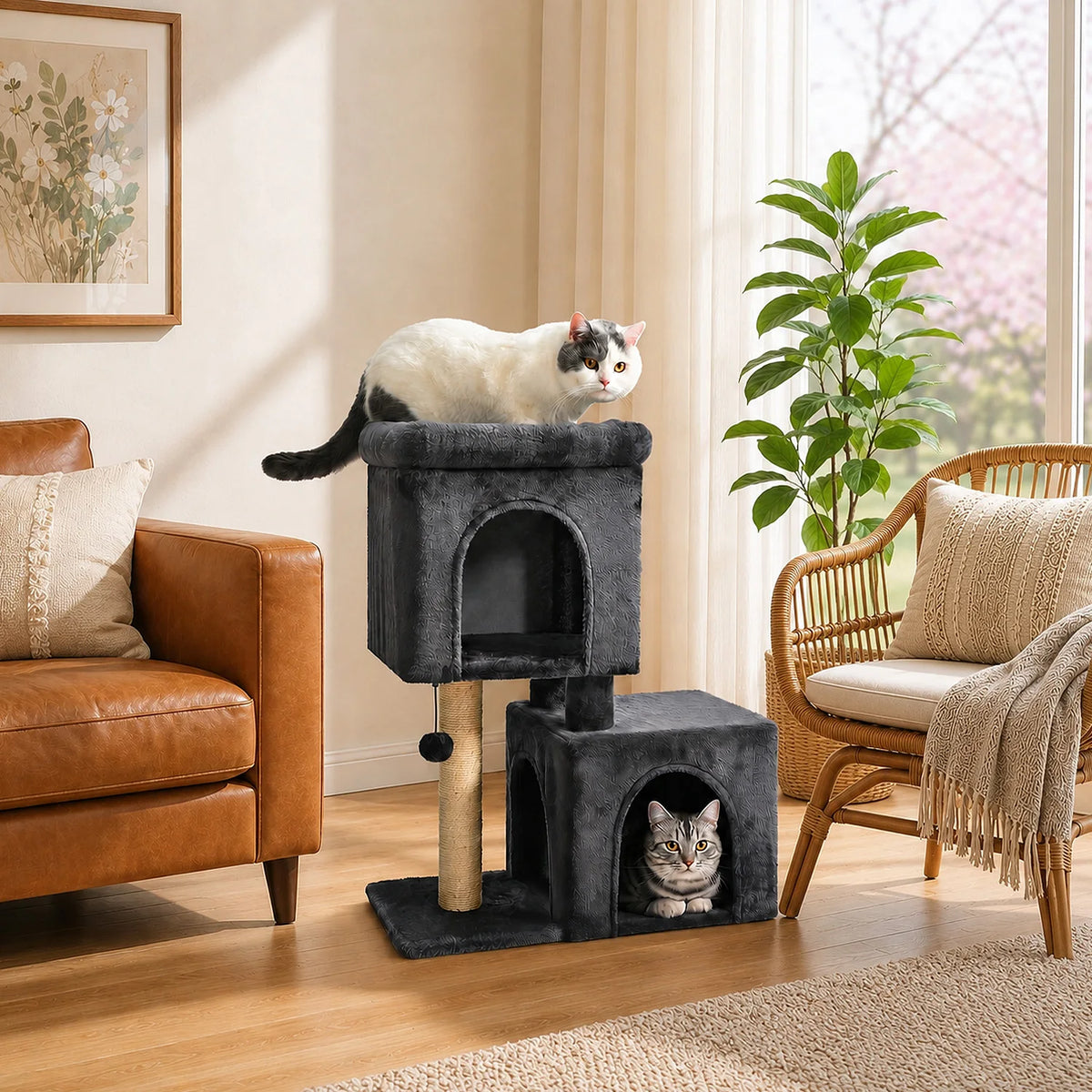 PAWZ Road Dual Condo Cat Tree With Sisal Scratching Post