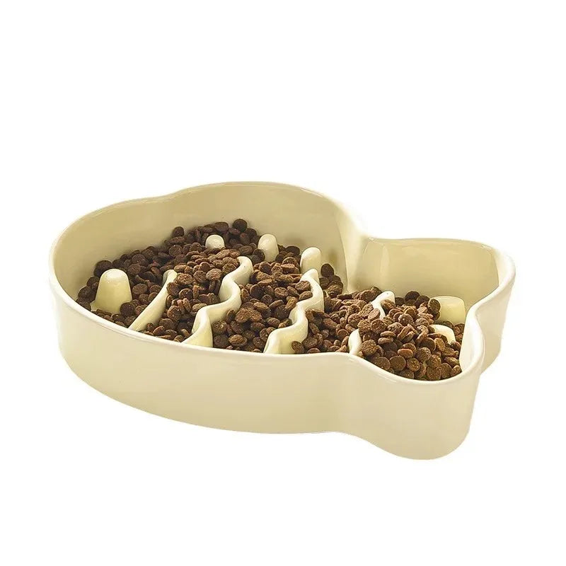 Ceramic Dog Slow Feeder Anti Choking Non Slip Pet Bowl