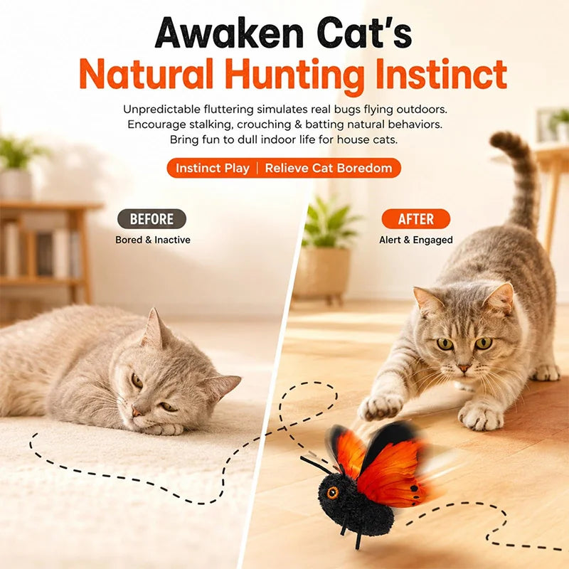 Interactive Flapping Butterfly Cat Toy With Realistic Motion