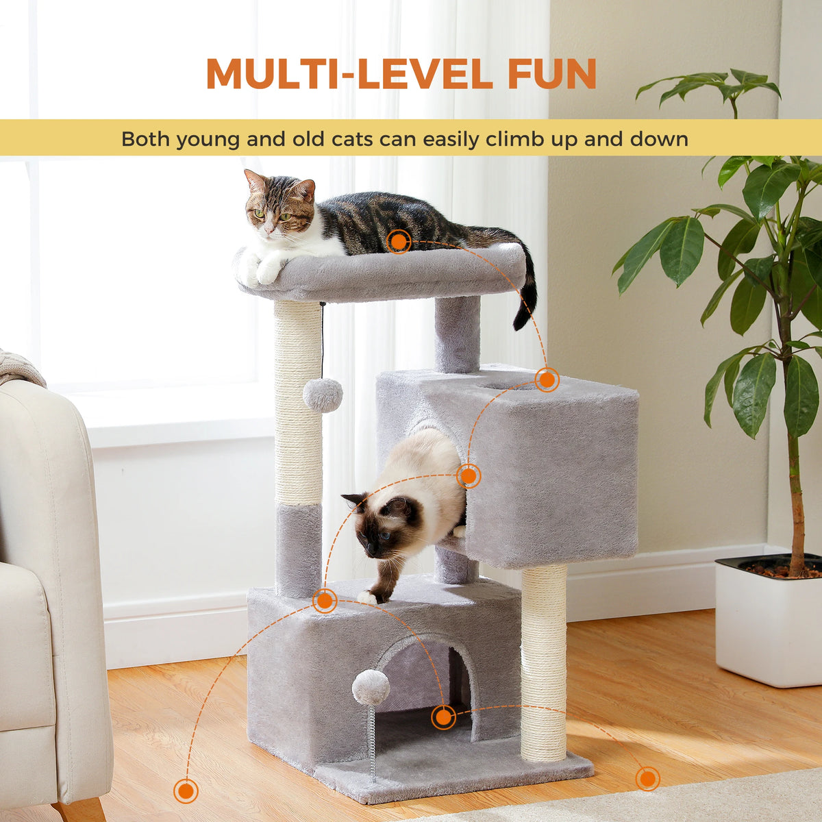 Pawz Road Multi Tier Cat Tree With Sisal Scratching Posts