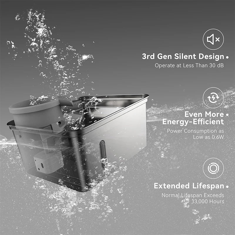 Stainless Steel Rechargeable Pet Water Dispenser For Dogs And Cats