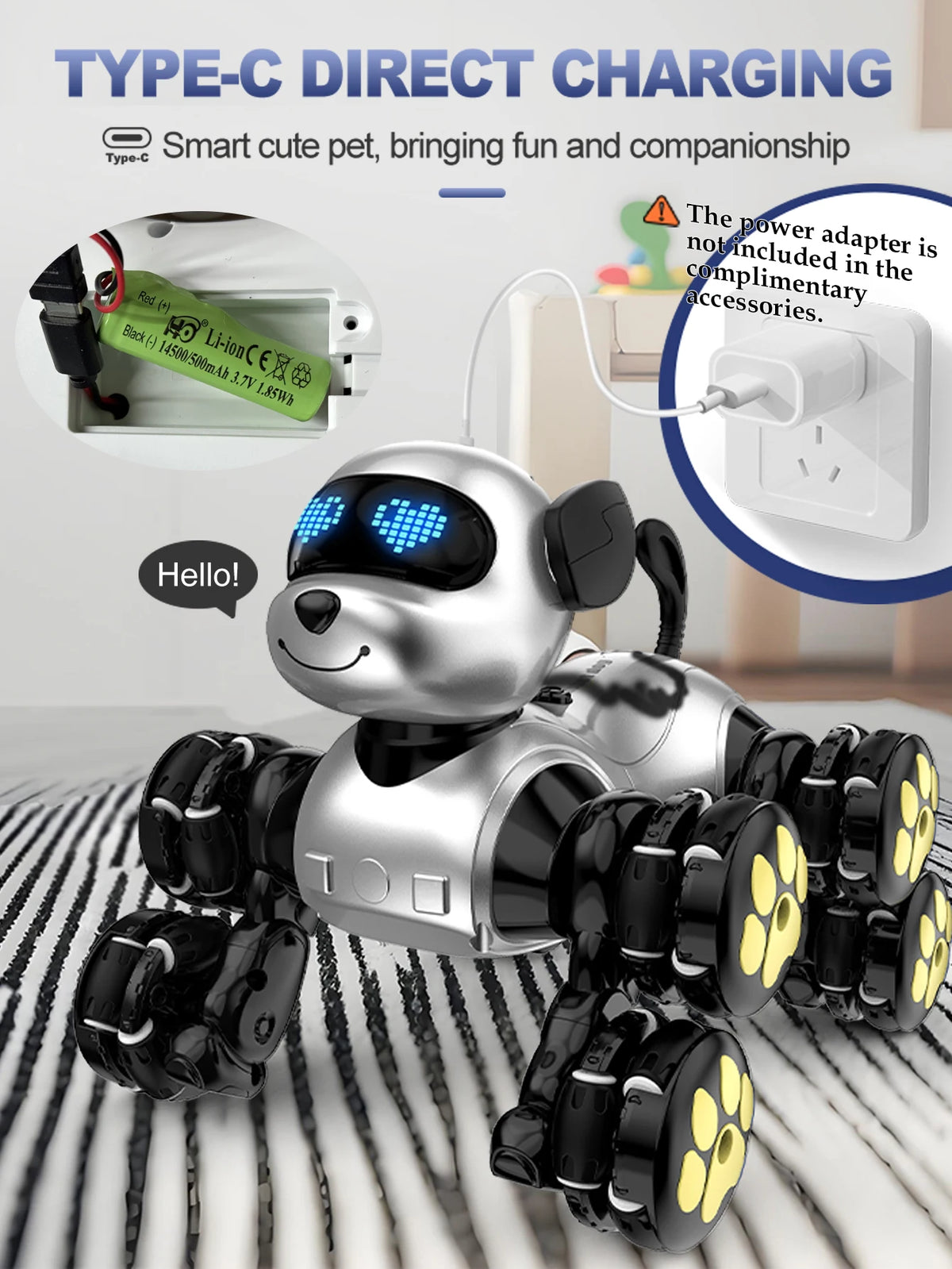 Remote Control  Dog Toys Eight Wheeled Stunt Intelligent Robot Dog Interactive Electronic Pet Programming Model Gifts for Kids