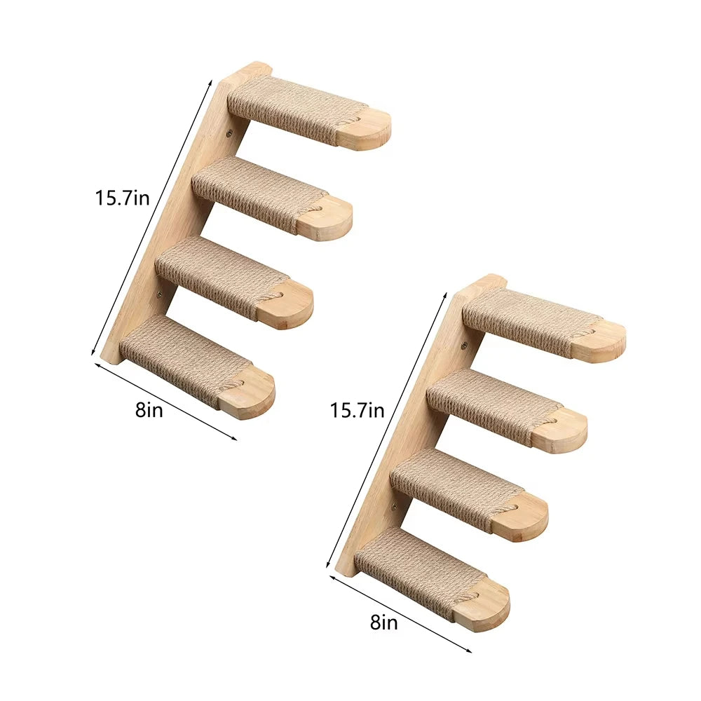 Indoor Wall Mounted Pine Wood Cat Rope Bridge Rack