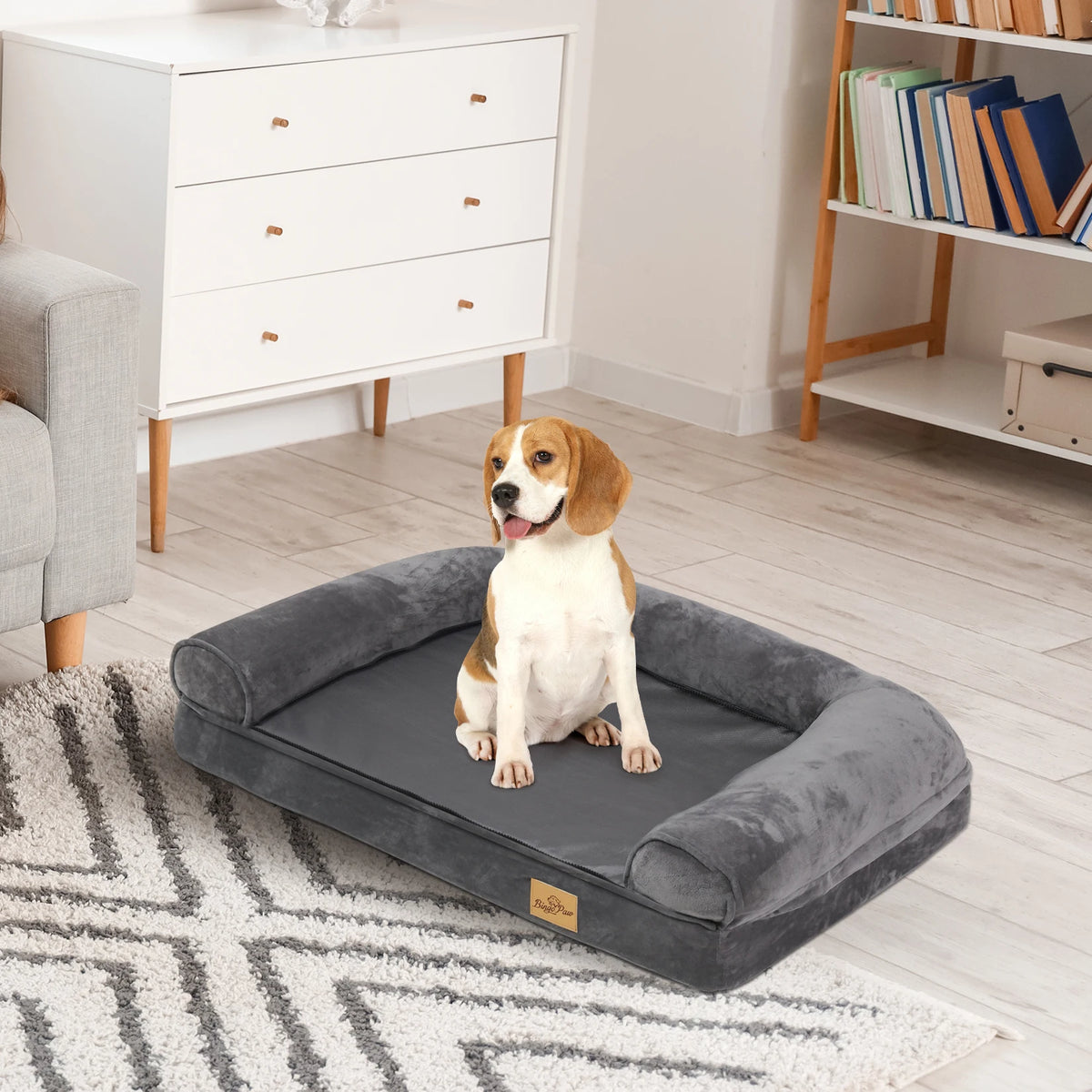 Premium Sofa Style Dog Bed With Bolster And Washable Cover