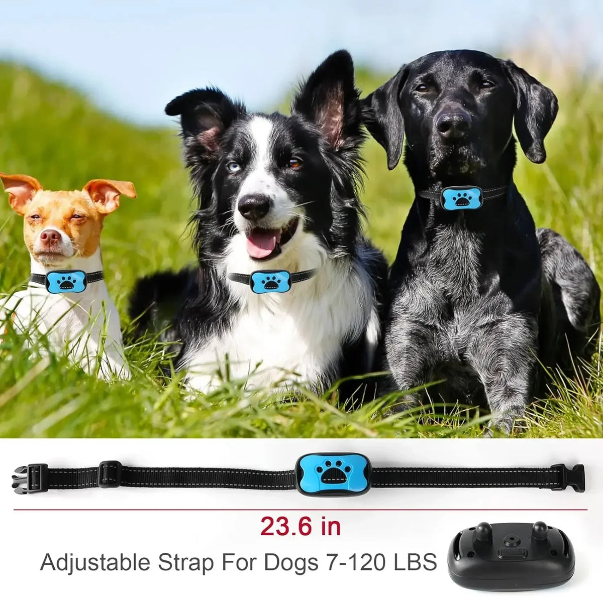 Rechargeable Ultrasonic Dog Anti Bark Training Collar With Vibration