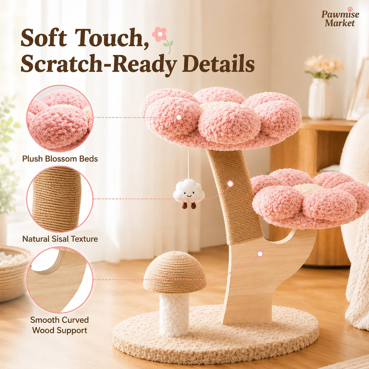 Indoor Plush Cat Tree With Sisal Scratching Post For Kittens