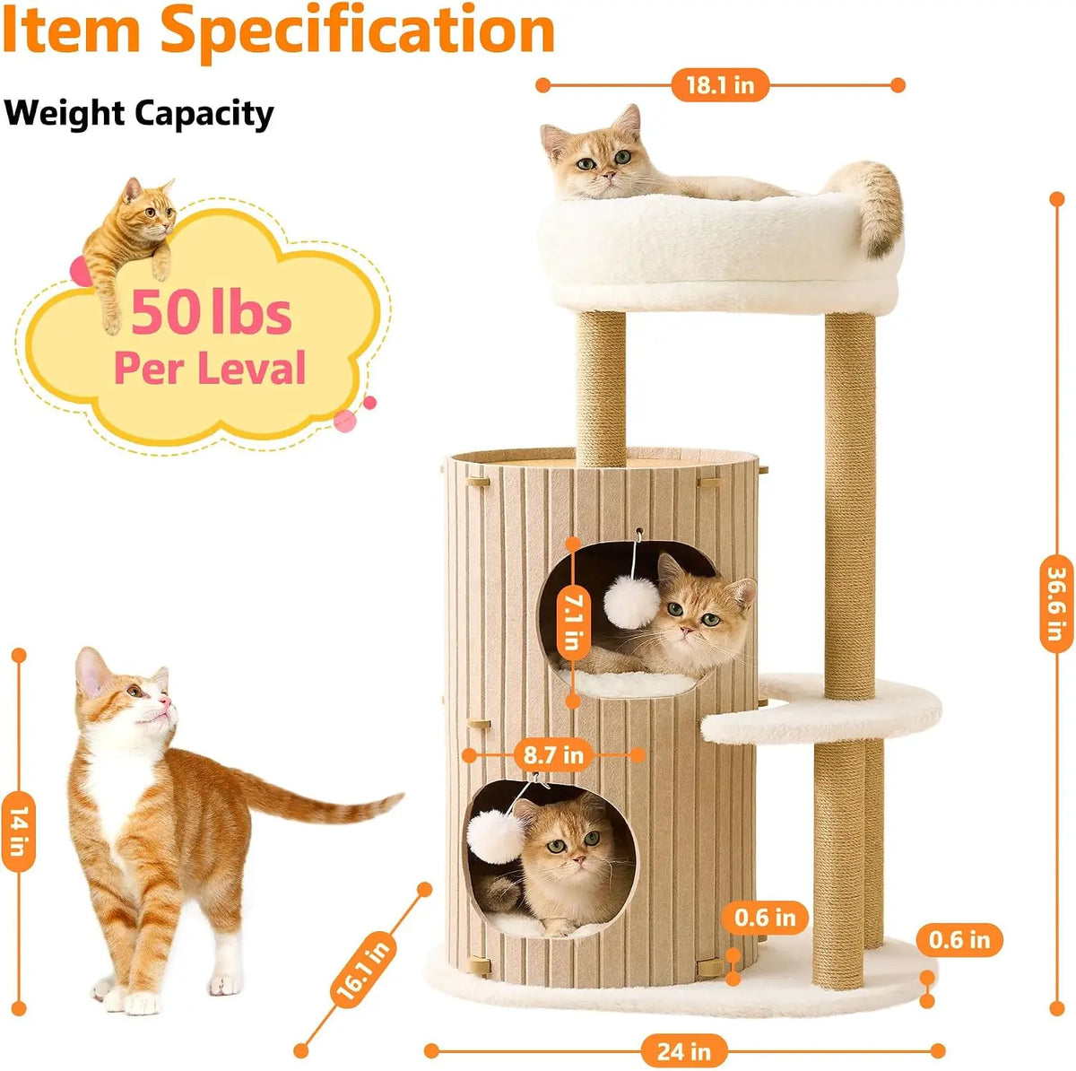 Modern Indoor Cat Tree Tower With Scratching Posts And Caves