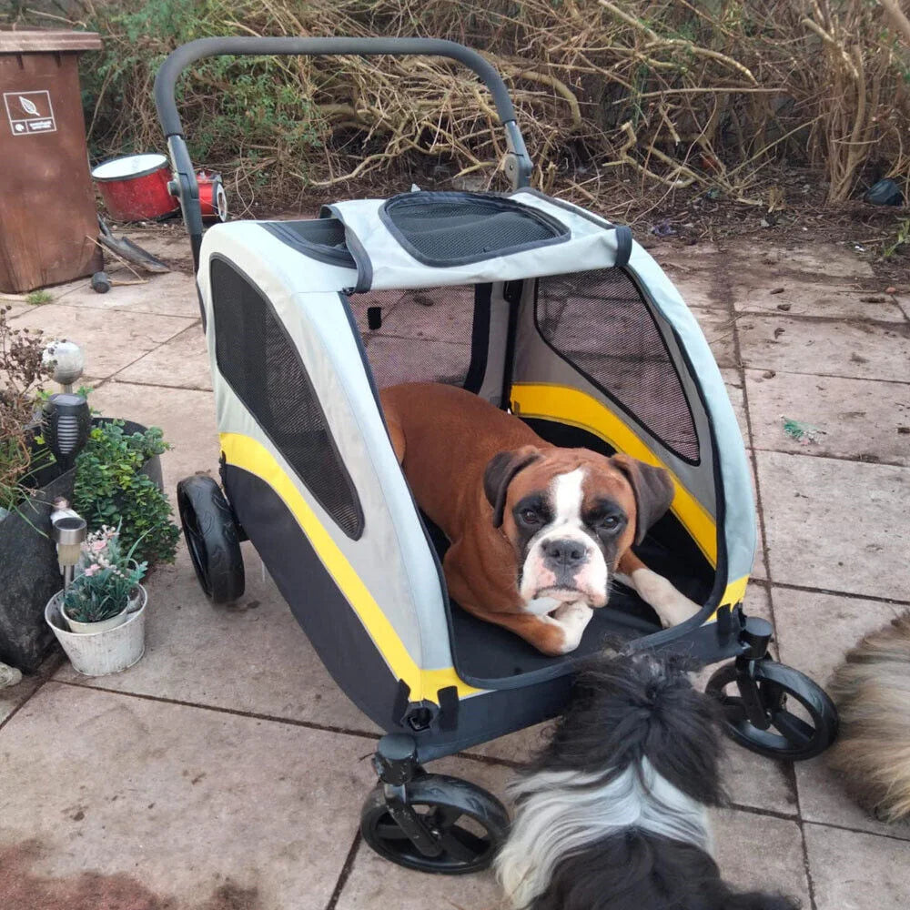 Premium Foldable Dog Stroller With Four Swivel Wheels For Pets