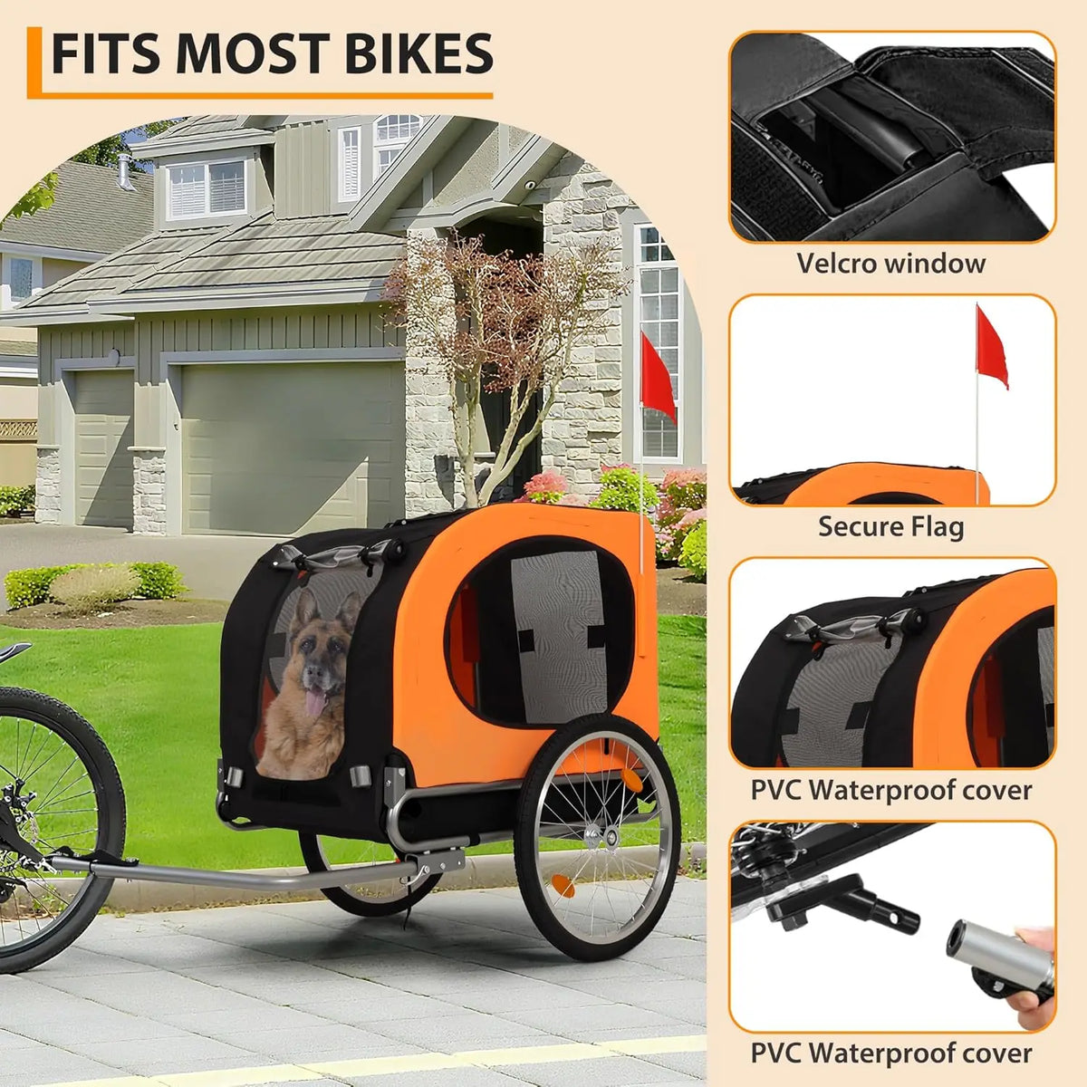 Twister Foldable Dog Bike Trailer Heavy Duty Pet Carrier