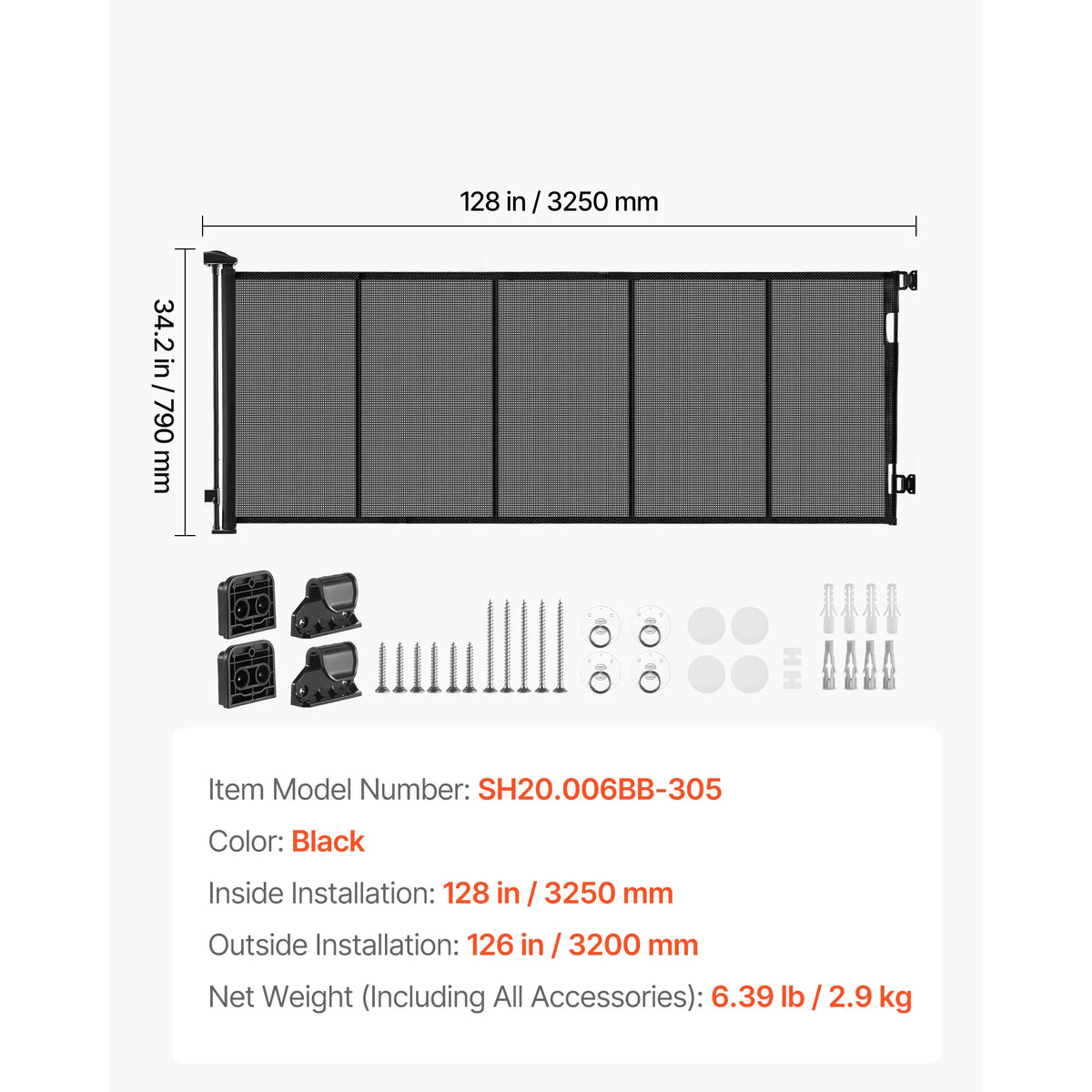 SucceBuy Retractable Baby Gate With Security Lock Mesh Barrier