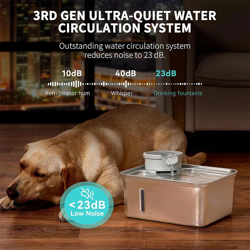 Stainless Steel Rechargeable Pet Water Dispenser For Dogs And Cats