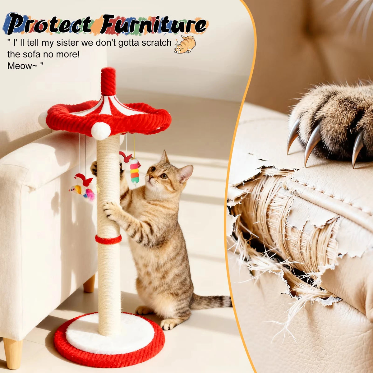 CWV Carousel Cat Scratching Tower With Rotating Interactive Toys
