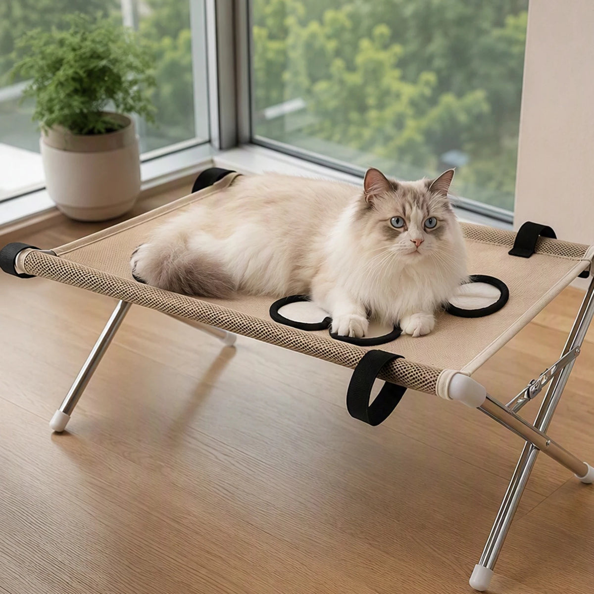 Pet Bathing Hammock with Eight Holes Foldable Pet Grooming Table Pet Washing Station for Picking Ears Nail Clipping Home
