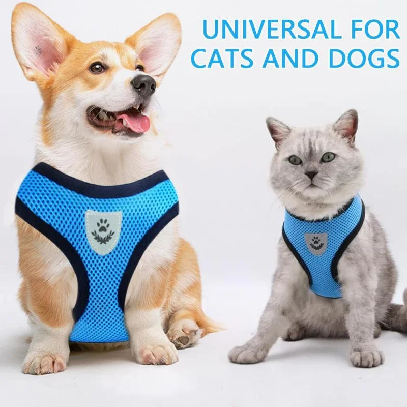 Reflective Adjustable Pet Harness With Leash For Dogs And Cats