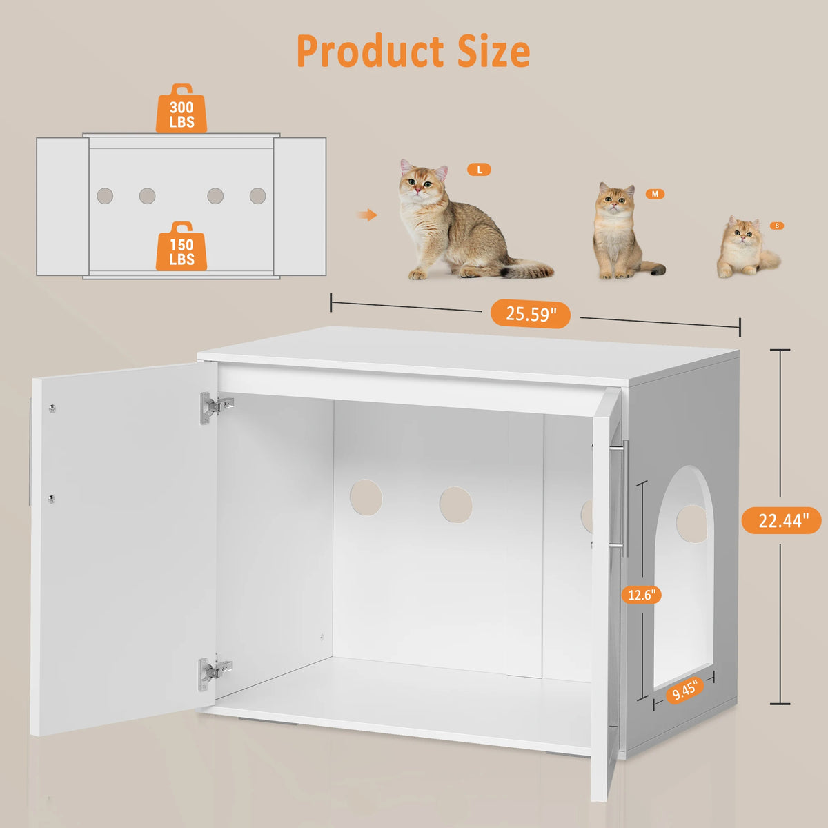 Multi-Functional Hidden Cat Litter Box Enclosure - Wooden Cat Furniture with Barn Doors, Spacious Washroom Cabinet & End Table for Indoor Living Room or Bedroom - Modern Design